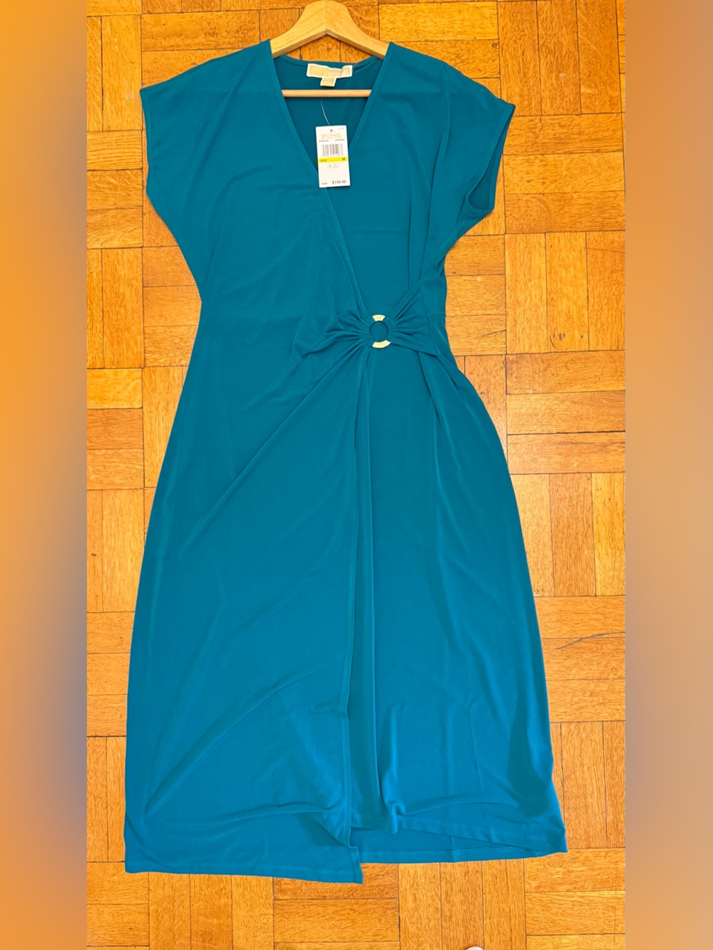 Michael Kors Deep Green Teal V-Neck Dress